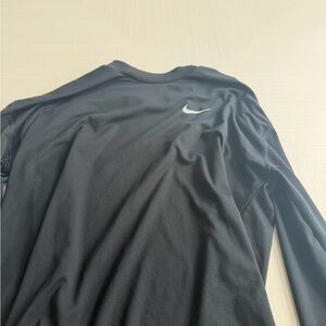 Nike Black Long-Sleeve Performance Top with White Swoosh